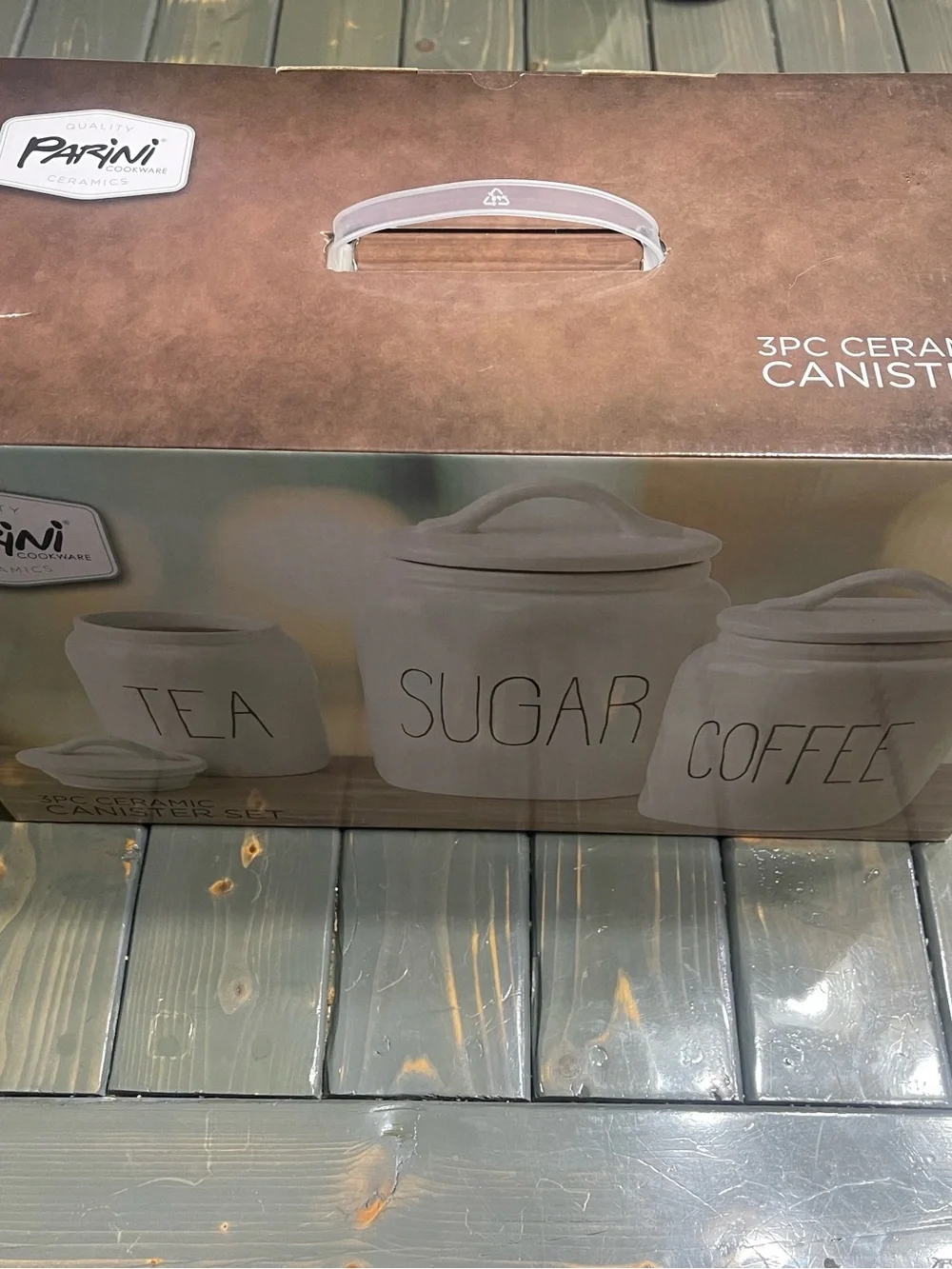 White Ceramic Tea, Sugar & Coffee Canister Set - Classic Countertop Storage